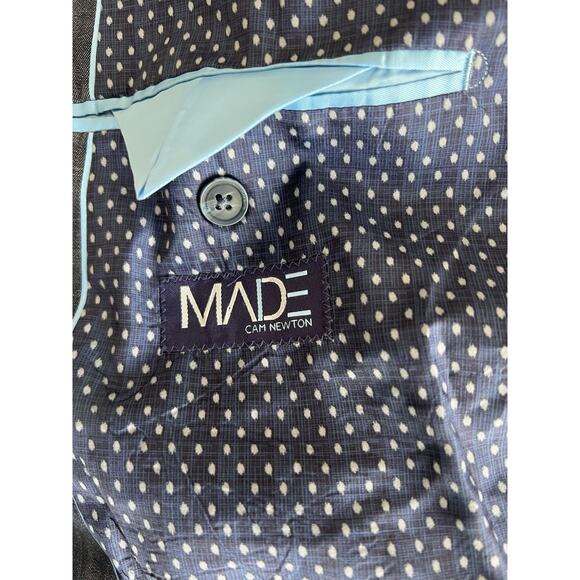 Mens Made Cam Newton Navy Blazer Sport Coat Linen ,formal ,wedding work Sz-48 - Picture 3 of 6